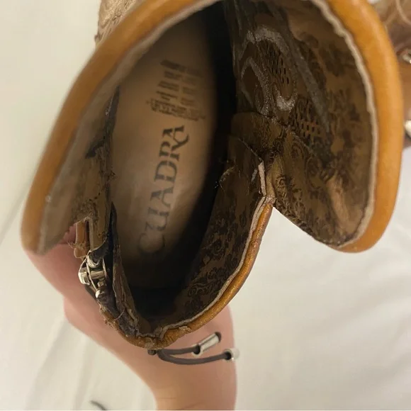 Cuadra Embroidered Brown Western Bootie Block Heel Size 8.5 - Picture 9 of 12